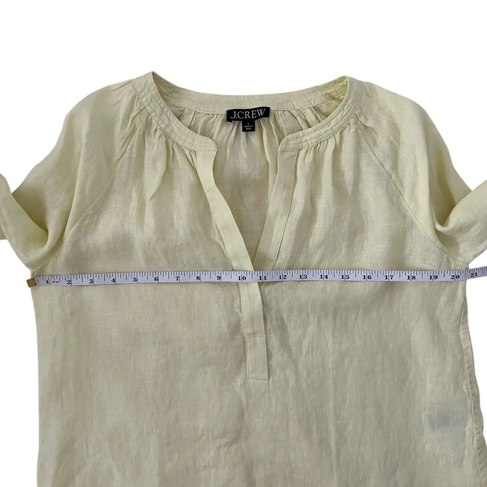 J. Crew Pale Yellow Linen Peasant Blouse - Picture 12 of 13